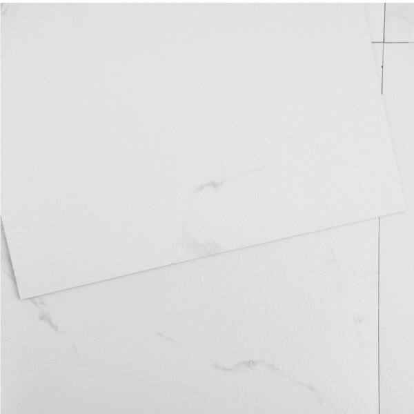 Self Adhesive Vinyl Floor Tiles 12 x 12 inch, 50 Tiles 1.5mm Thick Peel & Stick, White Marble Texture DIY Flooring for Kitchen, Dining Room, Bedrooms & Bathrooms, Easy for Home