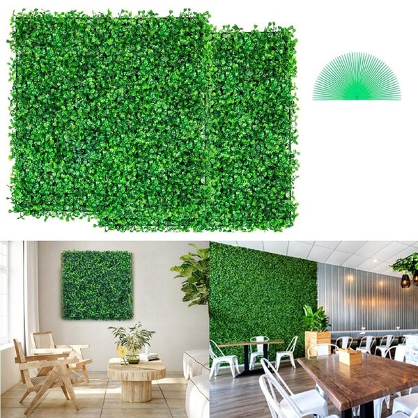 12PCS 10x10 inch Artificial Boxwood Panels, Boxwood Hedge Wall Mat,Artificial Grass Backdrop Wall, Privacy Hedge Screen UV Protected for Outdoor Indoor Garden Fence