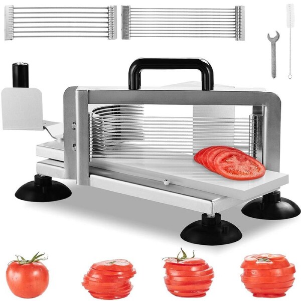 Commercial Tomato Slicer, 1/4"+3/8"+3/16" Tomato Cutter Slicer, Stainless Steel Heavy Duty Tomato Slicer Machine, Manual Tomato Slicer with Non-slip Feet, Cutting Tomatoes, Cucumbers,