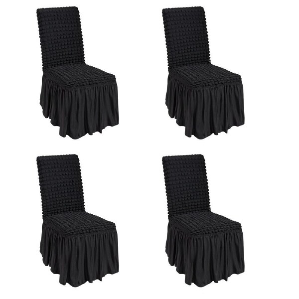 Stretch Spandex Folding Chair Covers, Universal Fitted Chair Cover with Skirt, Removable Washable Protective Slipcovers, for Wedding, Holiday, Banquet, Party, Celebration, Dining (4 PCS