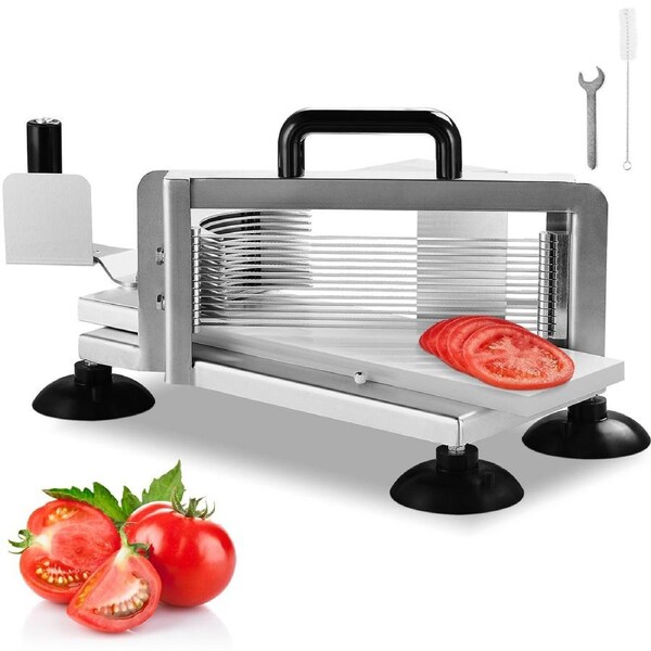 Commercial Tomato Slicer, 1/4 inch Tomato Cutter Slicer, Stainless Steel Heavy Duty Tomato Slicer Machine, Manual Tomato Slicer with Non-slip Feet, for Cutting Tomatoes, Cucumbers,