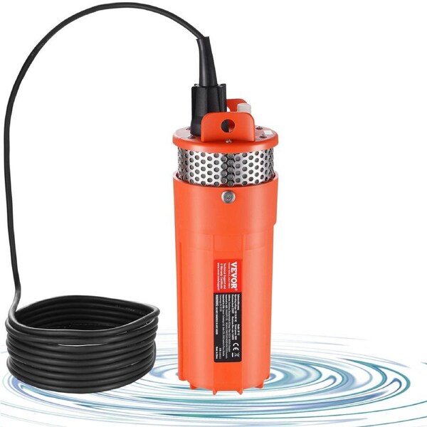 Solar Water Pump, DC 96W Submersible Deep Well Pump, Max Flow 1.6 GPM, Max Head 70 m, Max Submersion Depth 30 m, Solar Powered Water Pump for Well, Farm Ranch Irrigation, Livestock
