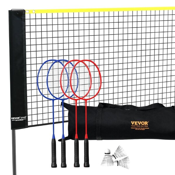 Badminton Net, Height Adjustable Volleyball Net, 20ft Wide Foldable Pickleball Net, Portable Tennis Net Set with Poles, Stand, Bag, Rackets, Nylon Shuttlecocks, Kid Backyard Indoor Outdoor