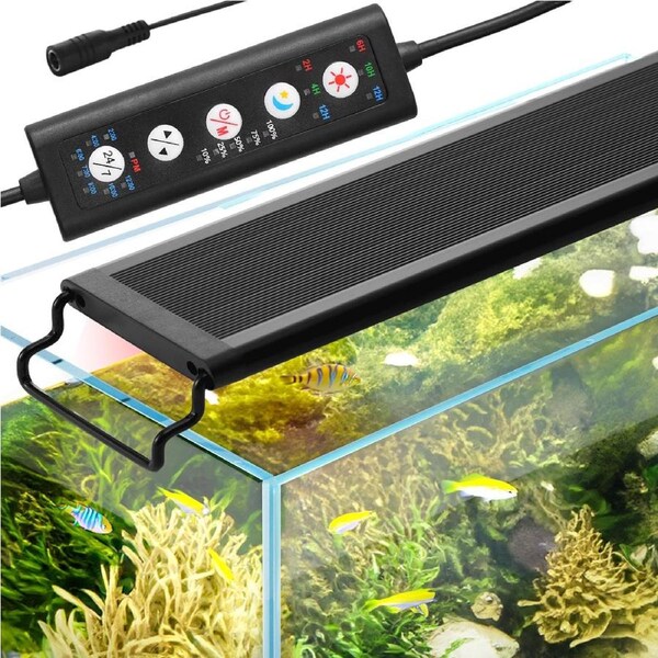 Aquarium Light, 26W Full Spectrum Fish Tank Light with 24/7 Natural Mode, Adjustable Timer & 5-Level Brightness, with Aluminum Alloy Shell Extendable Brackets for 30"-36" Freshwater Planted