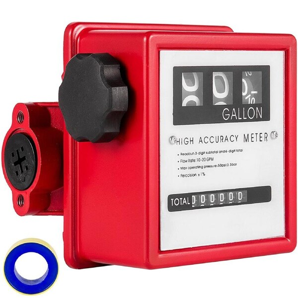 Mechanical Fuel Meter 20 GPM Fuel Flow Meter 3-Digital Batch Display Fuel Transfer Meter 2.54 cm Diesel Fuel Flow Meter All Fuel Transfer Pumps Gasoline Flow