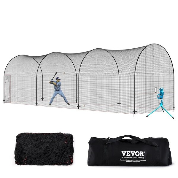 Baseball Batting Cage, Softball and Baseball Batting Cage Net and Frame, 40×12×12ft Practice Portable Cage Net with Carry Bag, Heavy Duty Enclosed Pitching Cage, for Backyard Batting Hitting