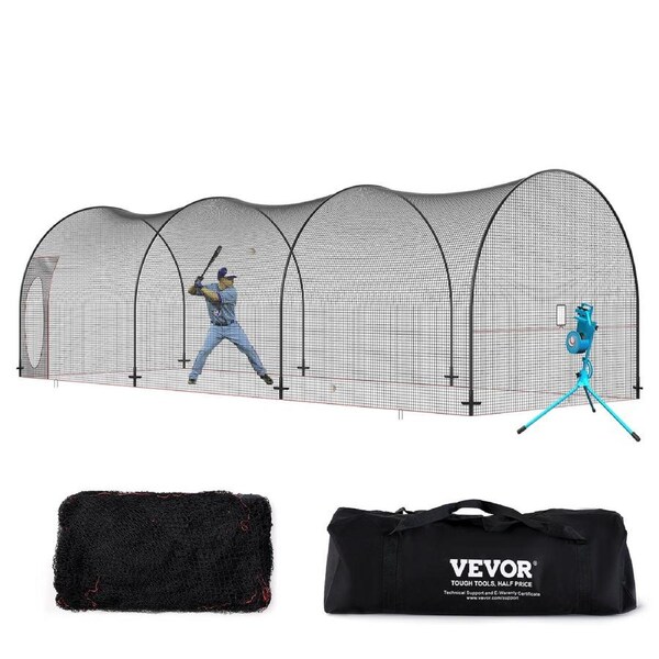 Baseball Batting Cage, Softball and Baseball Batting Cage Net and Frame,&nbsp;33x12x10 ft Practice Portable Cage Net with Carry Bag, Heavy Duty Enclosed Pitching Cage, for Backyard Batting Hitting