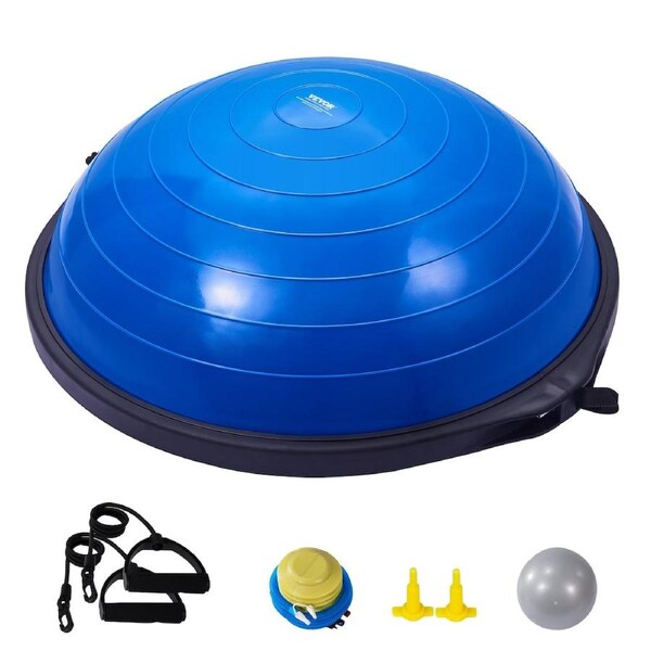 Half Exercise Ball Trainer, 26 inch Balance Ball Trainer, 1500lbs Capacity Stability Ball, Yoga Ball with Resistance Bands & Foot Pump, Strength Fitness Ball for Home Gym Full Body Workout,