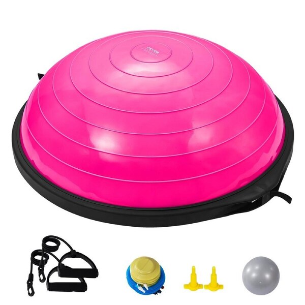 Half Exercise Ball Trainer, 26 inch Balance Ball Trainer, 1500lbs Capacity Stability Ball, Yoga Ball with Resistance Bands & Foot Pump, Strength Fitness Ball for Home Gym Full Body Workout,