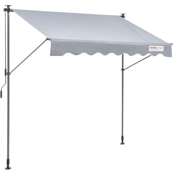 Manual Retractable Awning, 3m Outdoor Retractable Patio Awning Sunshade Shelter, Adjustable Patio Door Window Awning Canopy with 39" Sun Shade Curtain for Backyard, Garden,
