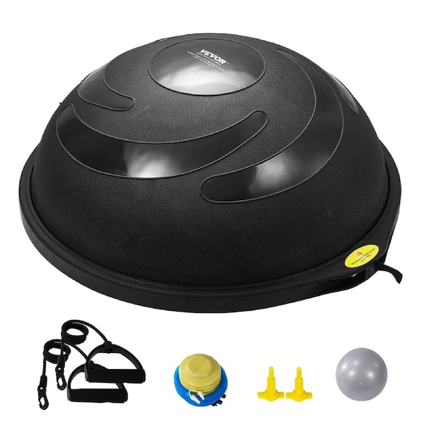 Half Exercise Ball Trainer, 26 inch Balance Ball Trainer, 1500lbs Capacity Stability Ball, Yoga Ball with Resistance Bands & Foot Pump, Strength Fitness Ball for Home Gym Full Body Workout