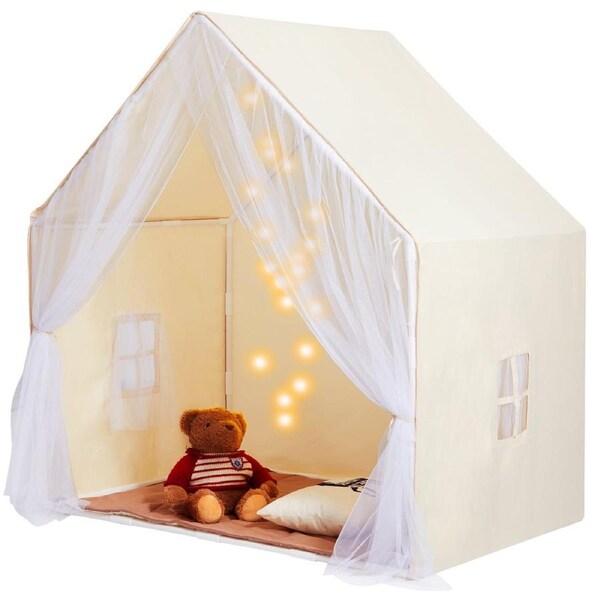 Kids Play Tent, Kids Tent for Kids 1-5 Years Old, Toddler Tent with Mat and Tent Lamp, Tent for Kids with Windows for Indoor and Outdoor, Yurt Tent for Boys and Girls,