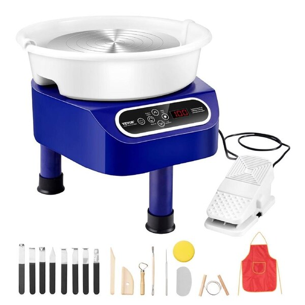 Pottery Wheel, 11 inch Pottery Forming Machine, 450W Electric Wheel for Pottery with Foot Pedal and LCD Touch Screen, Direct Drive Ceramic Wheel with 3 Support Legs for DIY Art Craft,
