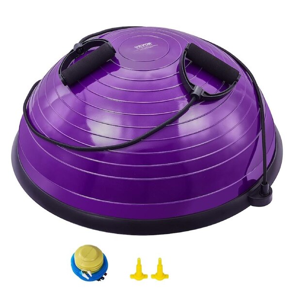 Half Exercise Ball Trainer, 23 inch Balance Ball Trainer, 660lbs Stability Ball, Yoga Ball with Resistance Bands & Foot Pump, Strength Fitness Ball for Home Gym, Full Body Workout,