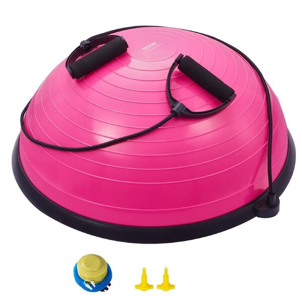 Half Exercise Ball Trainer, 23 inch Balance Ball Trainer, 660lbs Capacity Stability Ball, Yoga Ball with Resistance Bands & Foot Pump, Strength Fitness Ball for Home Gym, Full Body Workout,