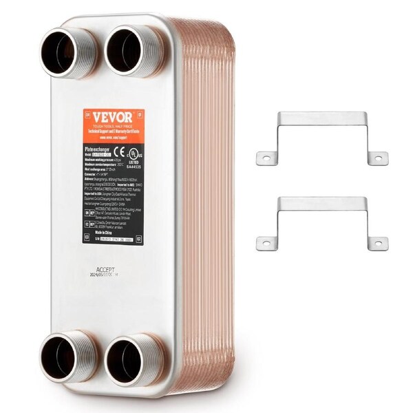 30 Plate Heat Exchanger 4*1-1/4" MNPT Ports 5"x 12" Brazed 316L St. Steel