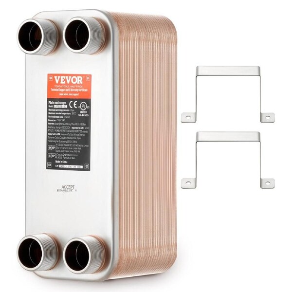 50 Plate Heat Exchanger 4*1-1/4" MNPT Ports 5"x 12" Brazed 316L St. Steel