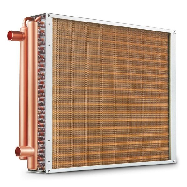 18"x 20" Heat Exchanger Water to Air 3-Row 3/8" Copper Ports 242 Fins