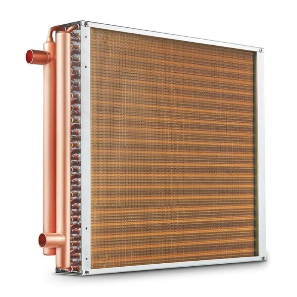 20"x 20" Heat Exchanger Water to Air 3-Row 3/8" Copper Ports 242 Fins