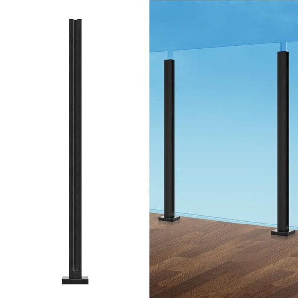 Glass Clamp, 41.34" Height Glass Railing Bracket for 0.39 "-0.47 " Thickness Tempered Glass, 304 Stainless Steel Glass Mounting Clamp, Glass Shelf Bracket for Balcony, Garden, Deck, Stair,