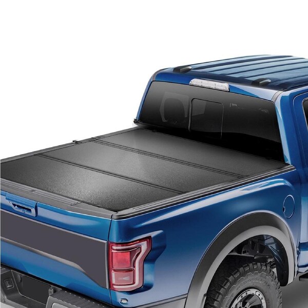 Tri-Fold Truck Bed Tonneau Cover, Compatible with 2015-2024 Ford F-150, Lightning, Styleside 1661 mm Bed, Fit 1704 x 1656 mm/1661 x 1656 mm Inside Bed, 181.4 kg Load Capacity, LED Light,