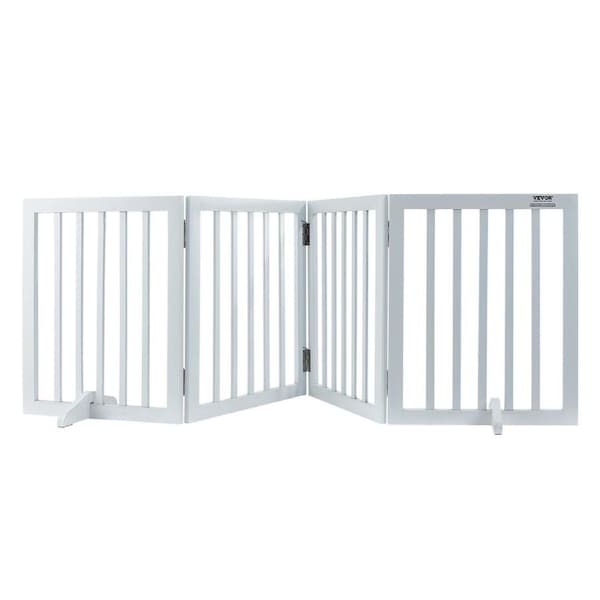 Free Standing Dog Gate, 24" H x 80.3" W Freestanding Pet Gate, 4 Panels Foldable Dog Gate for Wide and Narrow Passageways, Expandable Dog Barrier with Silent Foot Support for Indoor,