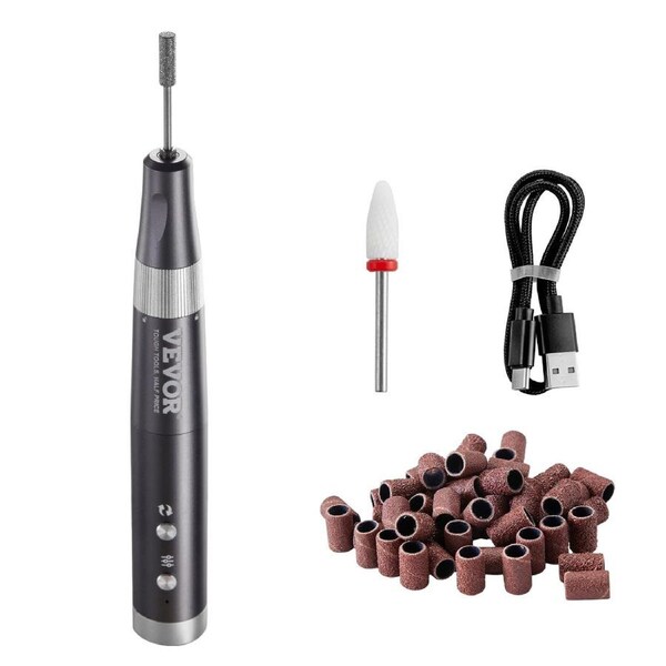 Electric Cordless Nail Drill, 30,000RPM Variable-Speed Rechargeable Nail E File Machine, Portable Manicure Pedicure Polisher with 50PCS Sanding Bands for Dead Skin Removal, Nail Surface