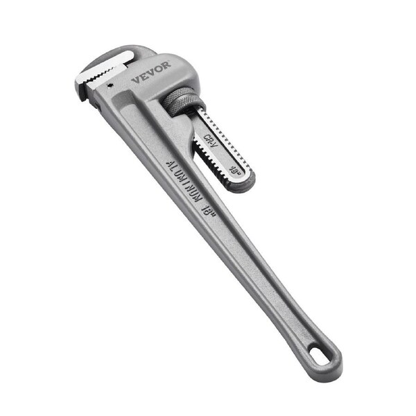 Pipe Wrench, 18" Aluminum Straight Pipe Wrench, Adjustable Plumbing Wrench, with High Strength Jaw and Ergonomic Handle, Easy to Carry, Hangable Design, for Water Pipes, Automotive