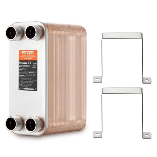 Heat Exchanger, 5"x 12" 80 Plates Brazed Plate Heat Exchanger, Copper/316L Stainless Steel Water To Water Heat Exchanger For Floor Heating, Water Heating, Snow Melting, Beer