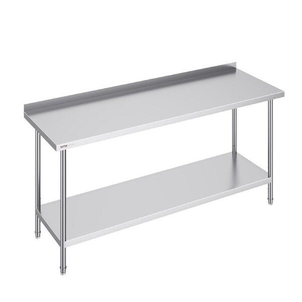 24 x 72 x 36 Inch Stainless Steel Work Table, Commercial Food Prep Worktable Heavy Duty Prep Worktable, Metal Work Table with Adjustable Height for Restaurant, Home and