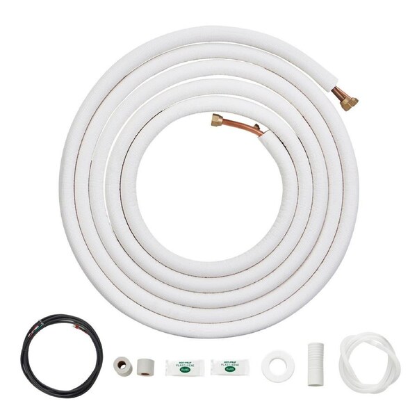 25FT Mini Split Line Set, 6.4 & 12.7mm O.D Copper Pipes Tubing and Triple-Layer Insulation, for Air Conditioning or Heating Pump Equipment & HVAC with Rich Accessories (27ft Connection