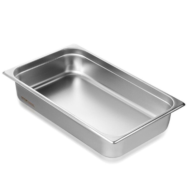 Hotel Pan, Full Size Anti-Jam Steam Pan, 0.8mm Thick Stainless Steel Restaurant Steam Table Pan, 4-Inch Deep Commercial Table Pan, Catering Storage Food Pan, for Industrial &