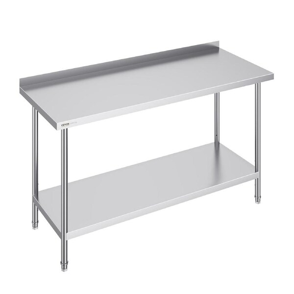 24 x 60 x 36 Inch Stainless Steel Work Table, Commercial Food Prep Worktable Heavy Duty Prep Worktable, Metal Work Table with Adjustable Height for Restaurant, Home and