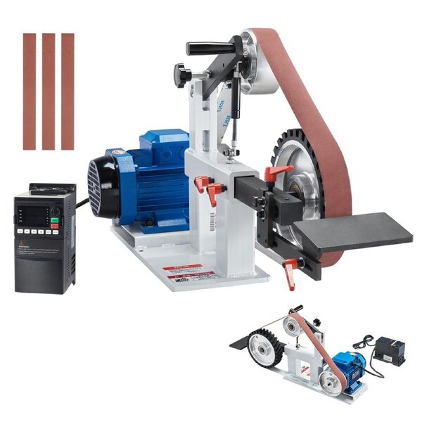 Belt Grinder Sander, 72 x 2-Inch Variable Speed Belt Polisher with VFD, 1500W 2HP Polishing Grinding Machine with 3 Grinding Moulds & 3PCS Sanding Belts for Metalworking, Knife