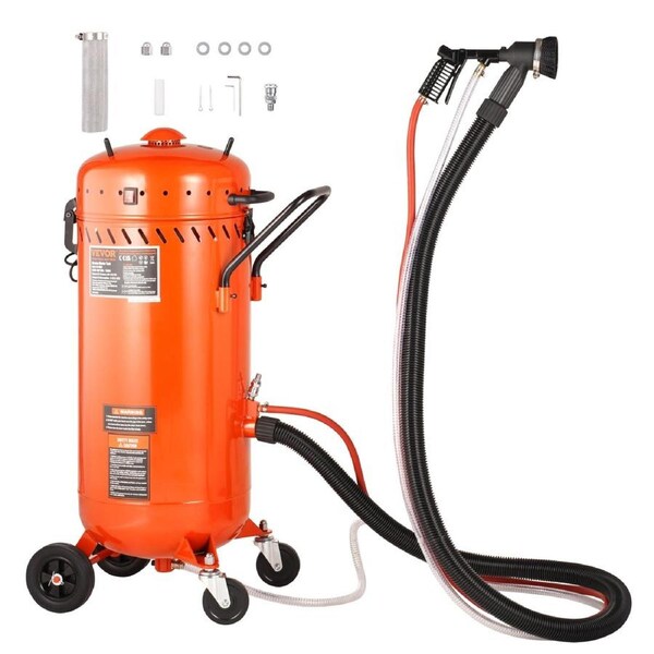 28 Gallon Vacuum Sand Blaster, Dustless Sandblaster with Built-in 1200W Vacuum System for Dust Control and Abrasive Recycle, 60-110 PSI Heavy Duty Abrasive Blasting