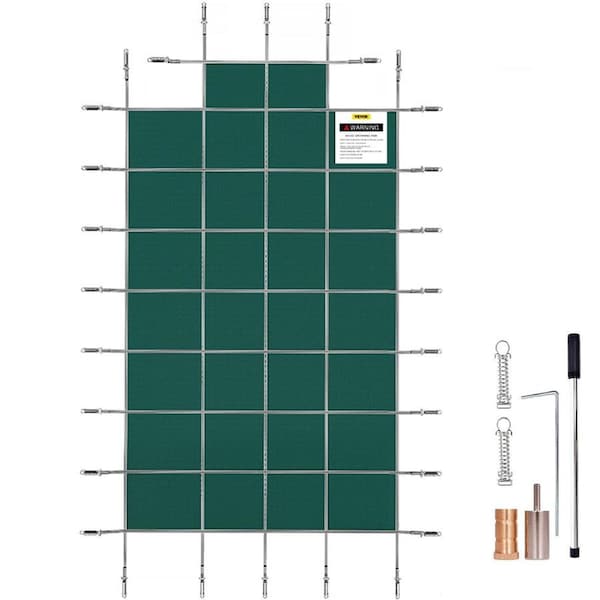 Pool Safety Cover Fits18x36ft Inground Safety Pool Cover Green Mesh with 4x8ft Center End Steps Solid Pool Safety Cover for Swimming Pool Winter
