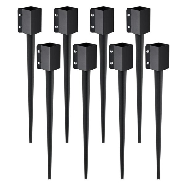 Fence Post Anchor Ground Spike 8 Pack 36 x 4 x 4 In Metal Fence Stakes