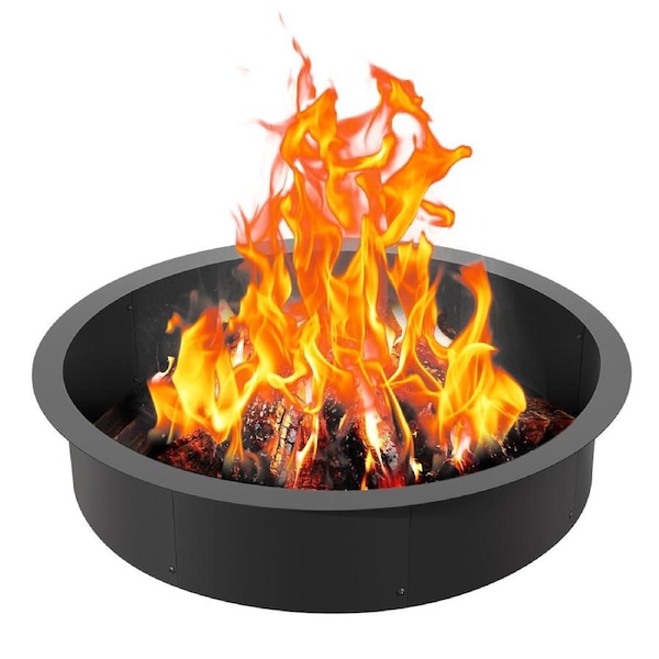 Fire Pit Ring Round 40” Outer 36” Inner Steel Liner DIY Campfire Firepit