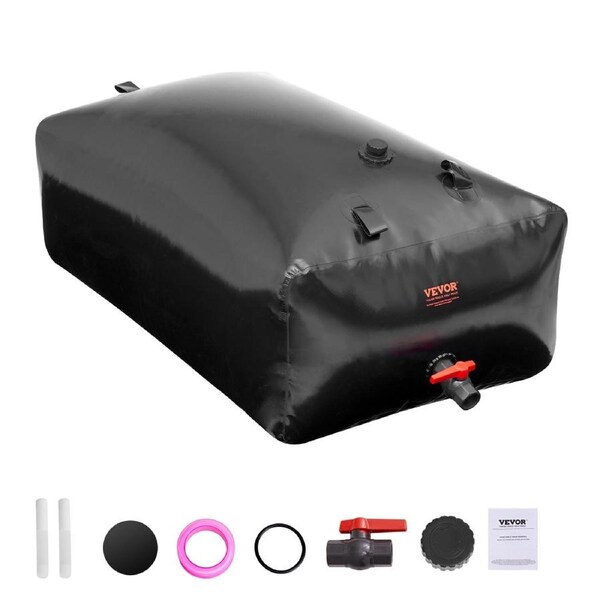 Portable Water Storage Bladder 540L PVC Collapsible Water Tank Black