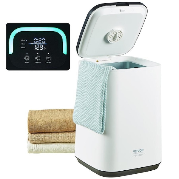 20L Large Towel Warmer Bucket with LED Screen U-shaped Light & Timer White