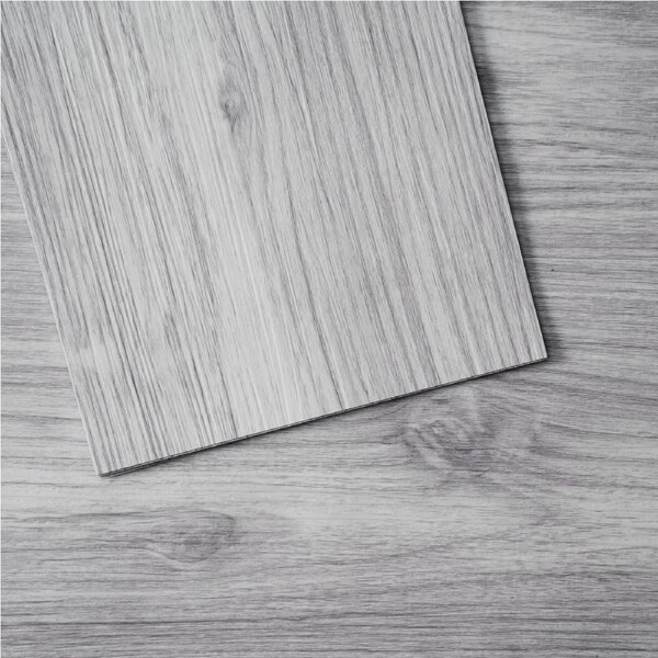Self Adhesive Vinyl Floor Tiles 36 x 6 inch, 20 Tiles 0.62mm Thick Peel & Stick, Light Gray Wood Grain DIY Flooring for Kitchen, Dining Room, Bedrooms & Bathrooms, Easy for Home