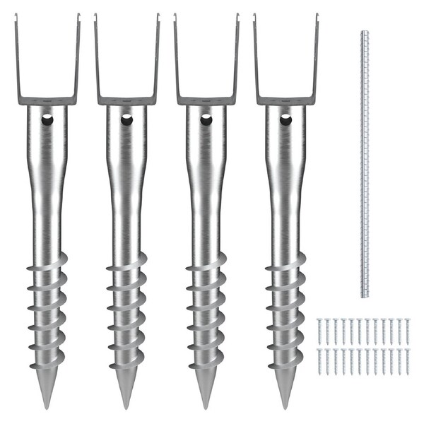 No Dig Ground Anchor 4 Pack 3.94 x 2.76 x 27.56 in DIY Screw in Post Stake
