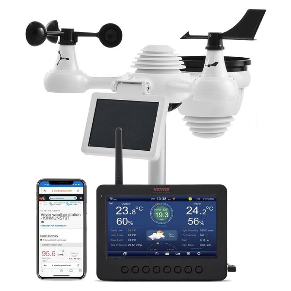 7-in-1 Wi-Fi Weather Station 177.8 mm TFT Display Wireless Outdoor Sensor