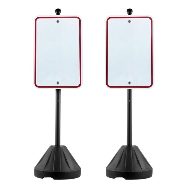 Cast Iron Sign Post 5 ft Portable U-Channel Sign Stand with Wheels Black