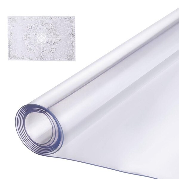 PVC Table Protector 54x54 Inch Clear Plastic Desk Protector 1.5mm Thick
