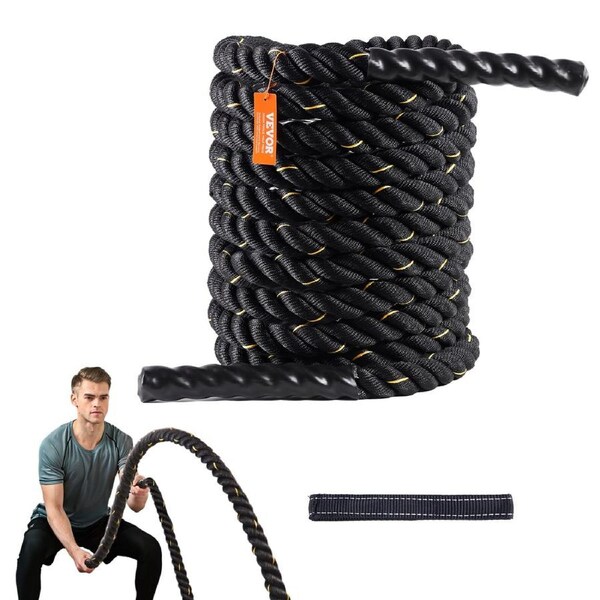 Battle Rope 1.5" 30Ft Gym Workout Strength Training Exercise Fitness Rope