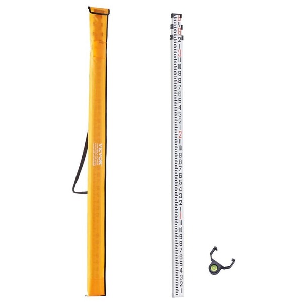 Measuring Rod 9-Feet/8ths 3 Sections Telescopic Grade Rod 1/8in w/ Bag
