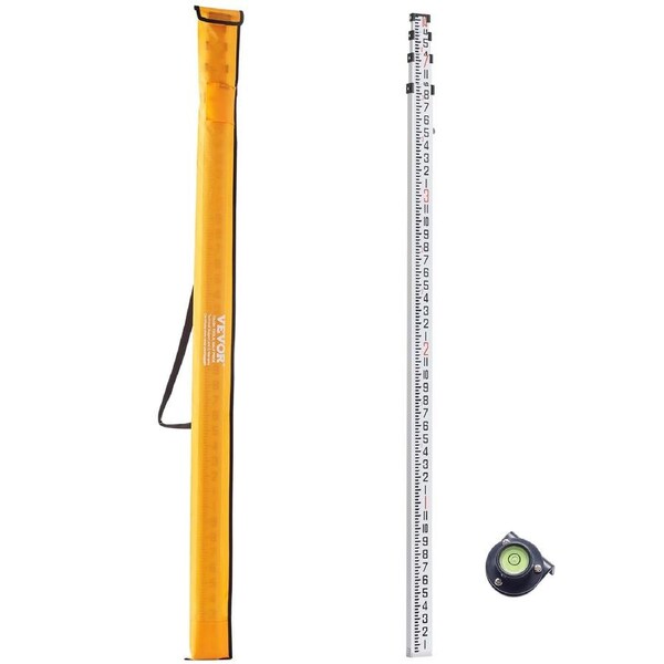 Measuring Rod 14-Feet/8ths 4 Sections Telescopic Grade Rod 1/8in w/ Bag