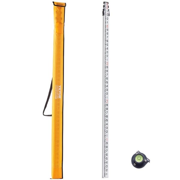 Measuring Rod 16-Feet/10ths 4 Sections Telescopic Grade Rod 1/10ft w/ Bag