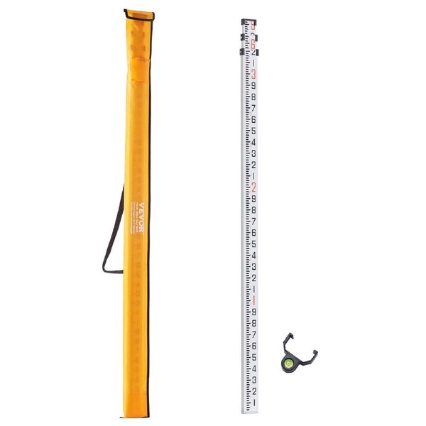 Measuring Rod 9-Feet/10ths 3 Sections Telescopic Grade Rod 1/10ft w/ Bag
